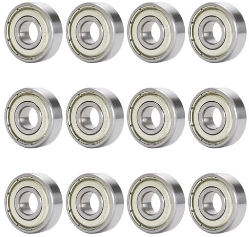 12 Pezzi Cuscinetti a Sfera in Metallo, Cuscinetti a Sfere a Micro Scanalatura, 608 ZZ Cuscinetti a Sfera per Longboard