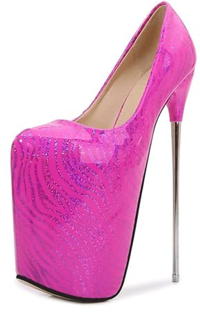 LIUGUISUOCHBH Women's High Heels Sandals. 22 CM/8.6 inch Closed Toes Adult-Unisex Stiletto Platform Pumps. Suitable for Ladies Wedding Dinners Party,Pink,4.5 UK