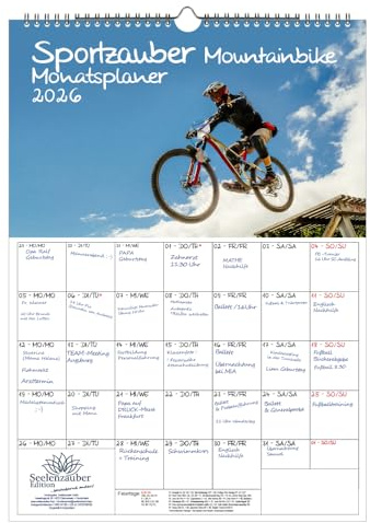 Sportmagi mountainbikeplanerare DIN A3-kalender för 2026 cykel – själsmagi