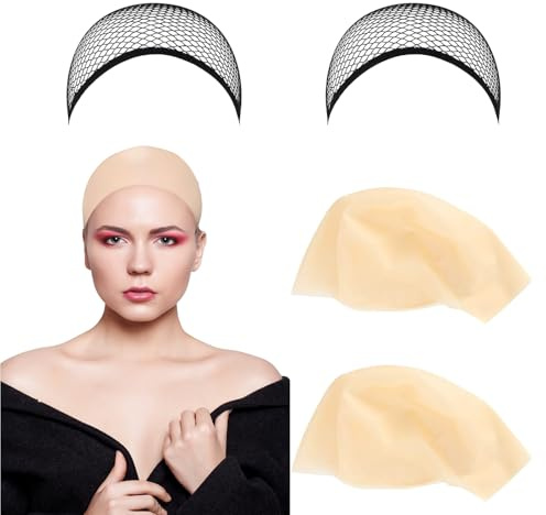 AXERHK 2 Stück Latex Glatzenkappe, Haarnetz für Perücken, Glatze Perücke Halloween Cosplay Zubehör Makeup Gummiglatze Kostüm Zubehör für Party Halloween Cosplay Maskerade