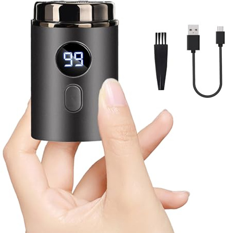 Rasierer Herren Elektrisch, Mini Elektrorasierer Herren mit LED-Anzeige, Multifunktionaler Elektrischer Rasierer Herren, Tragbarer Nass und Trockenrasierer Elektrisch für Damen und Herren, Shaver Men