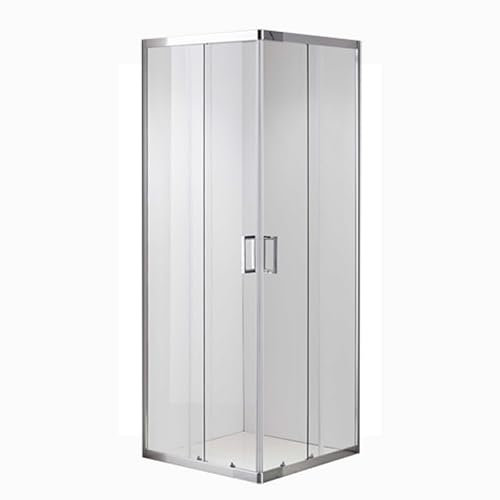 DocciaSì® - Box Doccia Angolare Quadrato Trasparente 80x80 cm con Vetro Temperato da 5 mm, Altezza 185 cm, Porte Scorrevoli Reversibili e Profili in Alluminio per Cabina Doccia Moderna