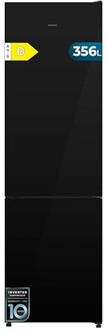 Cecotec Frigorífico Combi 356L Bolero CoolMarket Combi 356i Black Glass D. 200cm de Alto, 59,5 cm de Ancho, Clase E, Tecnología Multi Airflow, FreshnessFlex y HumidityFlex HUB