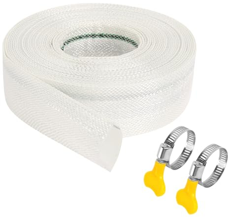 Tygslang, 20 m x 32 mm plattslang dräneringsslang industrislang bevattningsslang, pumpslang med 2 klämmor för dyk, dräneringsdammar, pooler, trädgårdsbevattning