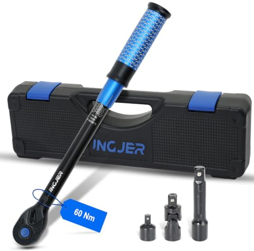INGJER 3/8 Torque Wrench 4 PCS Set, 5-60 Nm, 72 Teeth, for Moto & Car