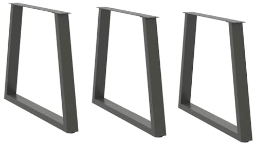 Frdhee Lot de 3 pieds de table basse en forme de V - En acier - Anthracite - 70 x (72-73,3) cm - Pour table à manger, bureau