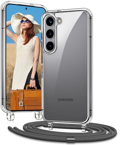 Vaykwo Handykette für Samsung Galaxy S26 5G Hülle mit Band, Grau | Necklace Handyhülle, Transparente Case zum Umhängen, Verstellbar und Abnehmbar