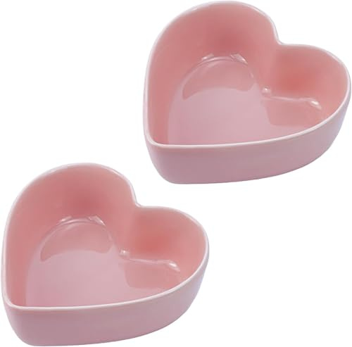 Set of 2 Heart-Shaped Bowls - Cute Pink Serving Bowls for Salad, Soup, Snacks & Desserts, Cute Kitchen Dinnerware