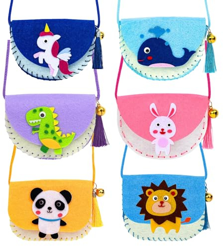 6 Stück Nähset Kinder, DIY Filz Bastelset Animals Sewing Kit Sticken & Handarbeiten zur Förderung der Feinmotorik Perfektes Geschenk zum Kindergeburtstag ab 10 Jahre