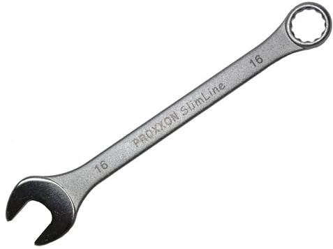 PROXXON 23916 Ring-Maulschlüssel SlimLine Größe 16mm - 15° abgewinkelt auf der Ringseite - Chrom-Vanadium Stahl