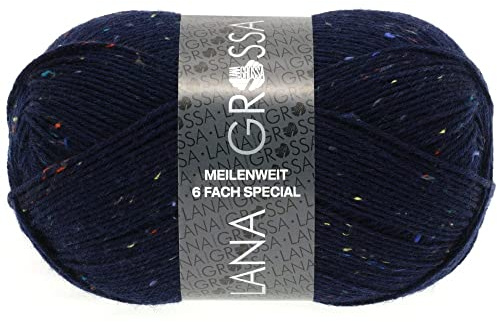 LANA GROSSA Meilenweit 6-fach 150 | 6-fädiger Sockenklassiker, waschmaschinenfest | Handstrickgarn 80% Schurwolle & 20% Polyamid | 150g Wolle zum Stricken & Häkeln | 390m Garn FB8816
