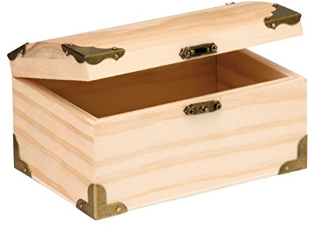 GLOREX 6 2003 352 Holz-Schatztruhe, Natur, 15 x 9, 5 x 8 cm