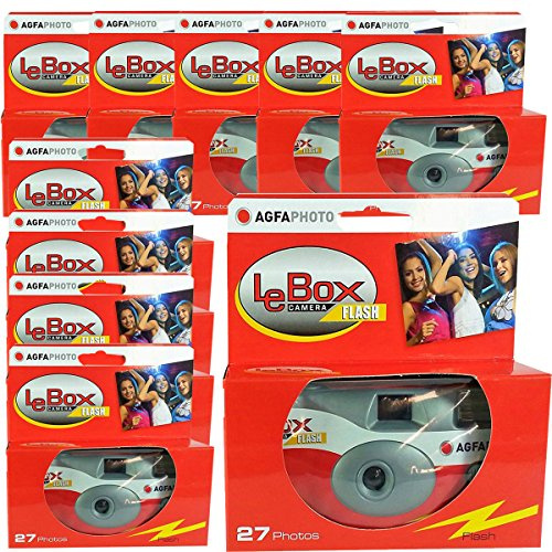 10 x 1A Photo PORST Einwegkamera/Hochzeitskamera/Partykamera Edition LeBox (27 Fotos, Blitz, 10-er Pack)