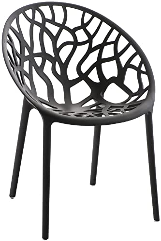 CLP Gartenstuhl Hope Kunststoff I Stapelstuhl wetterfest und UV-beständig I Outdoorstuhl pflegeleicht I Sessel für draußen, Farbe:schwarz