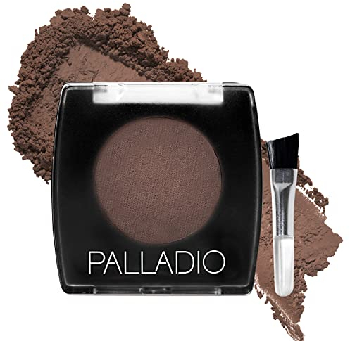 Palladio Brow Powder for Eyebrows, Soft and Natural Eyebrow Powder with Jojoba Oil & Shea Butter, Helps Enhance & Define Brows, Compact Size for Purse or Travel, Includes Applicator Brush, Dark Brown