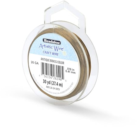 Artistic Wire, 26 Gauge Tarnish Resistant Colored Copper Craft Wire, Antique Brass, 30 yd