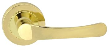 domino Türgriff Drückergarnitur Türklinke für Zimmertür, Bürotür, Kellertür & Innentür Türbeschläge aus Aluminium Messing Glänzend Türdrückergarnitur NOVA-R M1