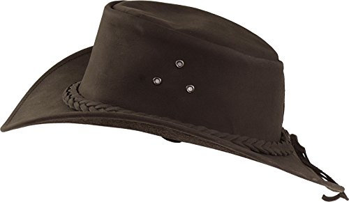 Harrys-Collection Echter Lederhut aus feinem Nubuckleder in 2 Farben!, Kopfgröße:L, Farben:braun