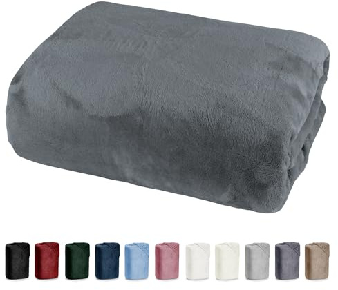 Bettlaken 100x200 Cashmere Touch Spannbettlaken Super Soft Winter Spannbetttuch Nicky Plüsch Teddy Typ585 Öko-Tex pflegeleicht anthrazit für 90x200 bis 110x200