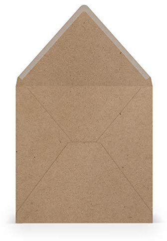 PAPERADO 50 Briefumschläge quadratisch Kraftpapier - 100 g/m² Kuvert Ohne Fenster 16,4 x 16,4 cm - Hochzeits Umschläge mit Nassklebung spitzer Klappe