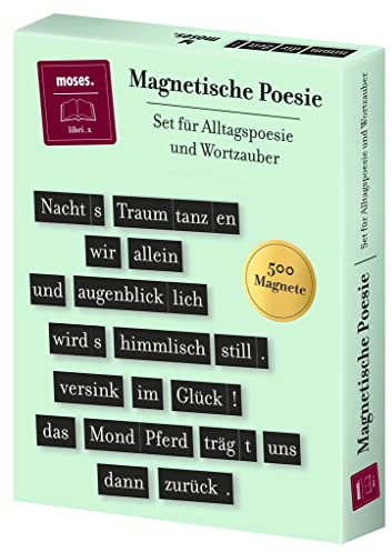 moses. libri_x Magnetische Poesie, Set für Alltagspoesie und Wortzauber, 500 Magnete für Magnettafel, Memoboard oder Kühlschrank