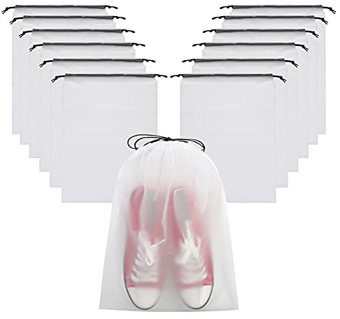 Vorspack 13 Stück Schuhbeutel Reise für Damen Herren - Schuhtasche mit Zugband Wiederverwendbar Schuhsack Wasserdicht Staubdicht Kordeltasche Multifunktionale Aufbewahrungstasche - Transparente