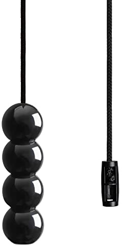 Jet Black Light Pull Cord with Bead Style Handle, Choice of Silver and Black Cord