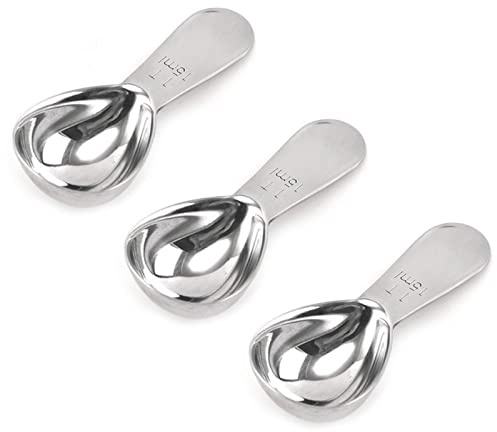 coffee scoop 3-piece set Stainless steel tablespoon measure spoon, Coffee scoop 1 tablespoon(15 ml, silver) Suitable for ground coffee, Milk, Powder brewing