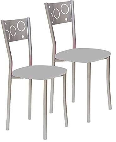ASTIMESA Dos Sillas de Cocina Patas Redondas y Asiento Gris