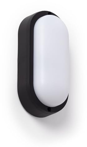 LEDKIA LIGHTING LED-Deckenleuchte 15W Oval für Aussen 85x173 mm IP65 Hublot Schwarz 3000K Warmweiß