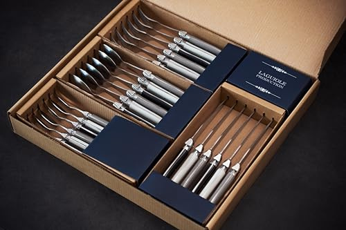 Laguiole Production - Ménagère 24 pièces - Set de couverts de table acier inox et ABS pour 6 personnes - Solidité Extrême - Compatible Lave-Vaisselle - Manche Ergonomique (IRIS)