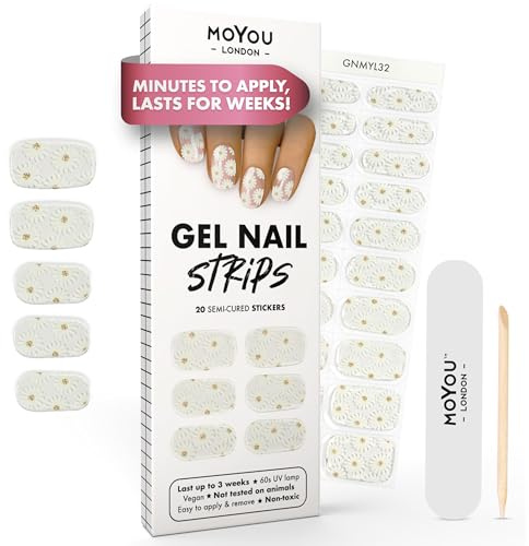 MOYOU LONDON Halbgehärtete UV Gel Strips - 20 Stück - Gel-Nagelfolien UV Härtend für Maniküre in Salonqualität - Oopsy Daisy