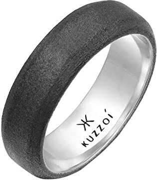 Kuzzoi Anello da uomo (5.5 mm) massiccio, realizzato a mano, in argento sterling 925, fede nuziale, anello di fidanzamento, anello dell'amicizia, unisex, da uomo, ossidato,
