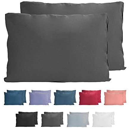 Komfortec 100% Baumwolle Kissenbezüge 2er Set 50x75 cm, Superweicher Premium Jersey Kopfkissenbezug 150 g/m², Kissenhülle, Anthrazit