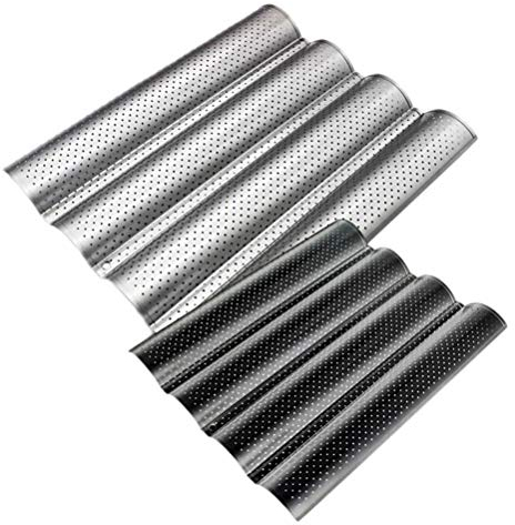 Qcwwy Perforated French Bread Pan,Long French Bread Pan Italian Bread Bakers Tray Non Toxic Perforated Loaf Pans for Baking Nonstick Baguette Pans (23)