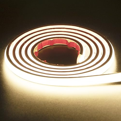 pcning LED COB Streifen 230V Selbstklebend 2M Weiss, 2 Meter IP67 Wasserdicht LED Strip 230V Ohne Trafo mit Stecker (Weiss, 2)