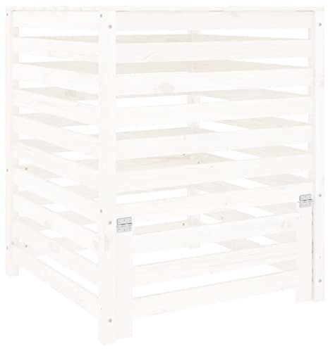 Homgoday Compostador blanco 82,5 x 82,5 x 99,5 cm de madera maciza de pino, muebles para casa, interior, exterior, salón, dormitorio