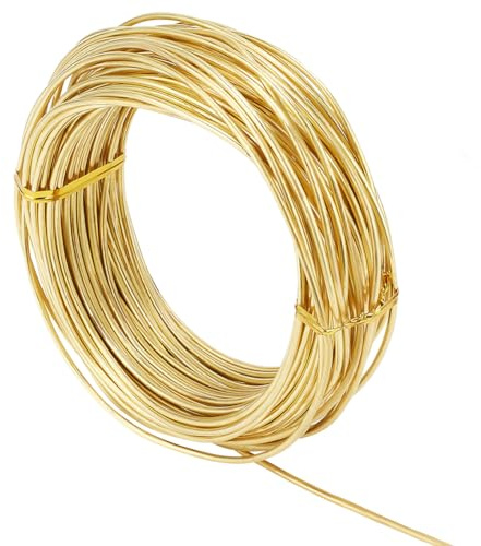 BENECREAT 12 Gauge/2 mm Messing-Runddraht, 20m Goldmessing-Kupferdraht Schmuckperlendraht Für Bastelbedarf