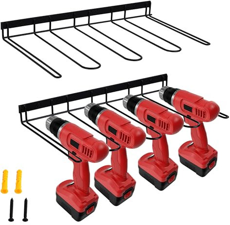 BELLE VOUS 2 Porta Attrezzi - per Pannello da Parete Attrezzata - Organizer Garage per Cacciaviti e Trapani - Supporto a Muro Officina - Appendi Utensili da Lavoro in Metallo