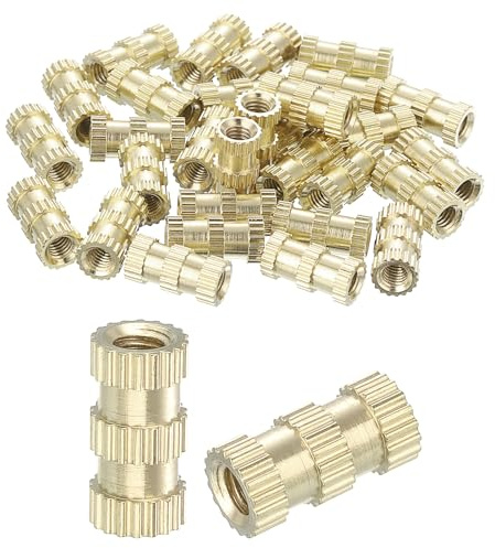 QUARKZMAN Tuercas de Inserción Estriadas, 50 Piezas M3 x 10mm(L) x 5mm(OD) Tuerca de Latón con Rosca Impresa Tuercas Hembra de Inserción Roscada Latón Tuerca de Inserción de Calor