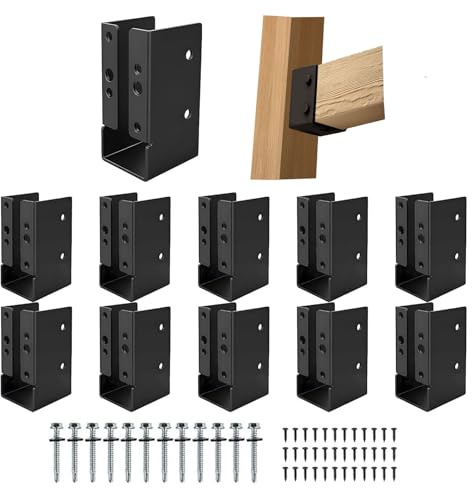 Concealed Joist Hangers, 12 pcs of 2x4 Outdoor Trim Concealed Flanges with Screws, Q235B Steel Powder Coated Outdoor Mount Joist Hanger for Beam, Swing, Handrail, Fence