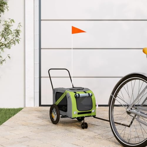 LAPOOH Fahrradanhänger Hunde Grün und Schwarz Oxford-Gewebe & Eisen, Fahrrad Anhänger, Lastenanhänger, Handwagen, Fahrrad-lastenanhänger, Lastenfahrrad - 93892