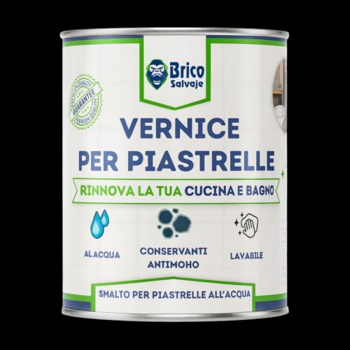 BRICOSALVAJE Vernice per piastrelle cucina e bagno all’acqua OPACA | Senza primer | Lavabile | Alta durezza (Nero Ebano, 750 ml)