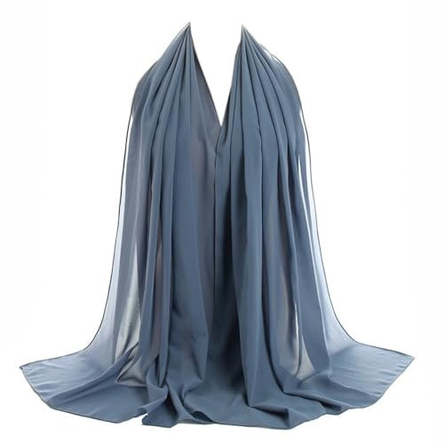Wambere 1 Stück 180 x 72 cm Damen Halstuch,Sommer,Schal Festliche Stola,Chiffon Scarf,Tücher,Schultertuch,Langer Schal,Mullschal,für Abendkleider Braut Festlich Sommer Hochzeits,Hellblau B