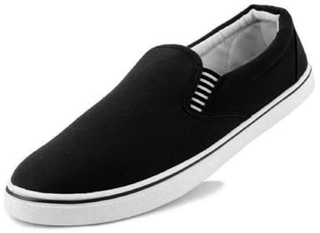 DUNLOP Mens Canvas Shoes Slip On Boat Deck Yachting Summer Plimsoll Casual Pumps Trainers (Black, UK Footwear Size System, Adult, Men, Numeric, Medium, 11)