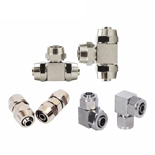 PV PE PU Kupfer Nickel Pneumatische Luft Schnellverbinder T/L Typ OD 4 6 8 10 12MM for Schlauch rohr Schnelle Verbindung Verbindung 30Pcs(PE4)