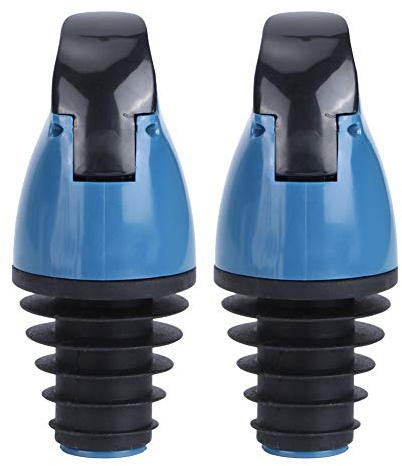Tyenaza 2 Piezas Boquillas de Aceite de Oliva, Material de ABS+Silicona Dispensador de Tapón para Verter Botella de Aceite, para Aceite, Vinagre, Bebidas, Cócteles y Vino, Silicona y ABS(Azul)