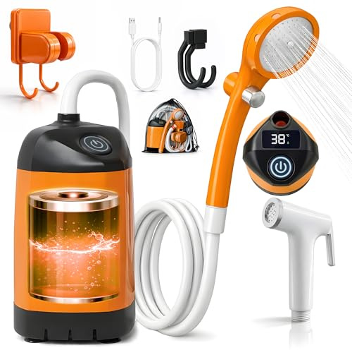 Tarleys Ducha Portatil Camping - Duchas de Camping al Aire Libre - Duchas Acampada con Bomba IPX7 Impermeable & Batería 4500mAh Recargable - Ducha para Senderismo - Lavado Autos - Mascotas - Baño.
