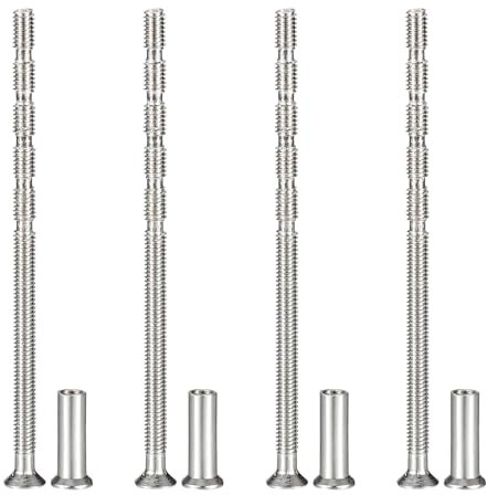 PATIKIL Tornillos para Tiradores de Armario M4x80, 4 Piezas Tornillos de Rotura para Tiradores de Cajón Tornillo de Cabeza Plana Avellanada Phillips con Manga para Manija de Puerta barra
