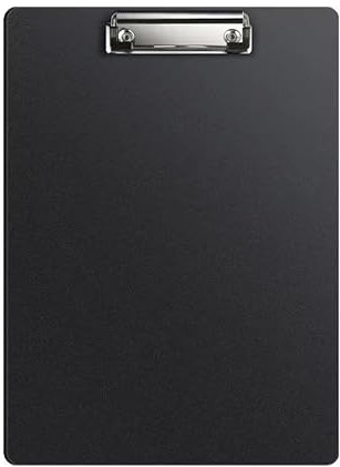 7 st Skrivplatta i A4-plast, Klämbräda A4, Plast Urklippsskiva, Kontorsmaterial, Gummerad Metallklämma, Clipboard för Upphängning för Kontor, Studenter, Kök och Verkstad, 31 cm x 22 cm, Svart